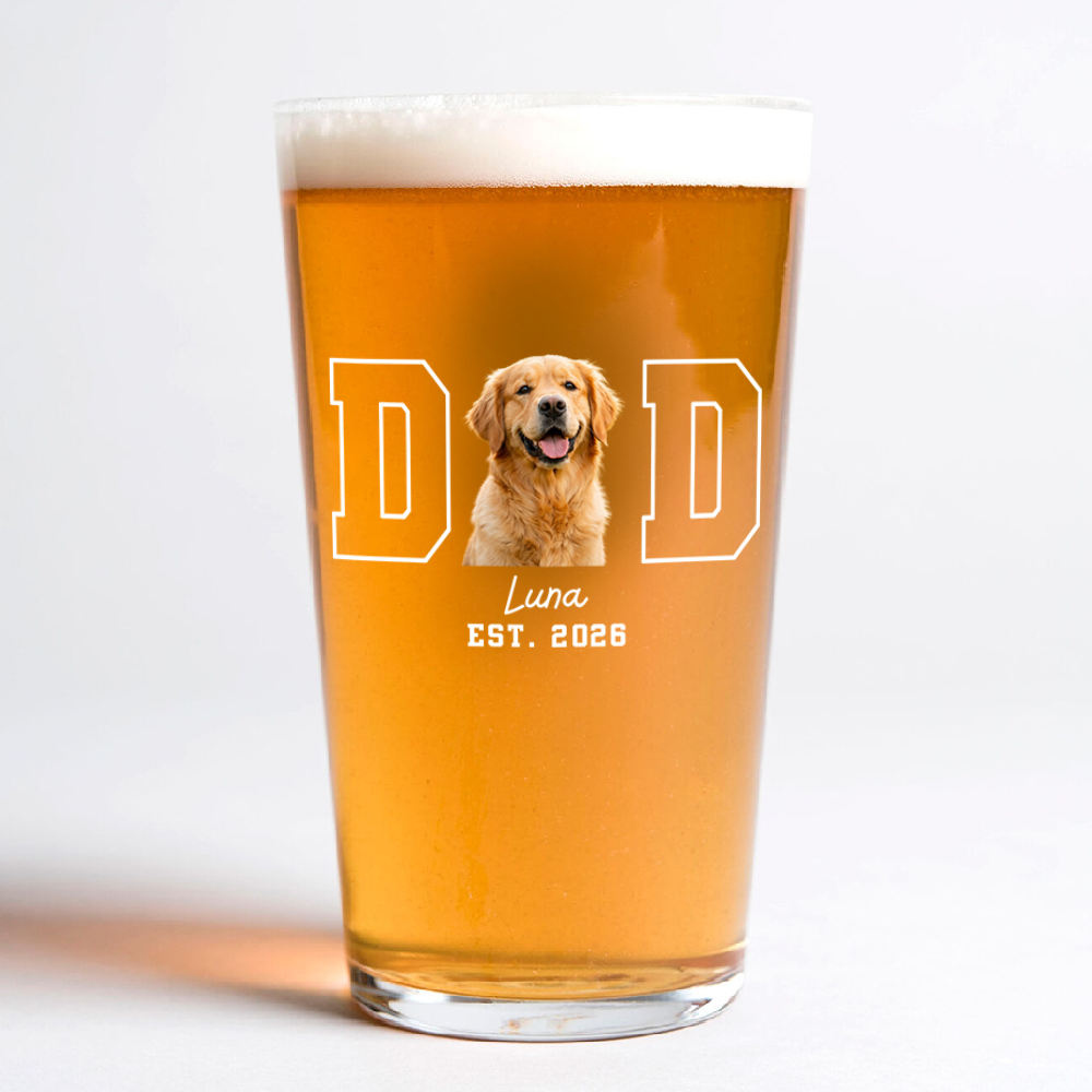 Custom Dog Dad Beer Glass personalization view for Dad
