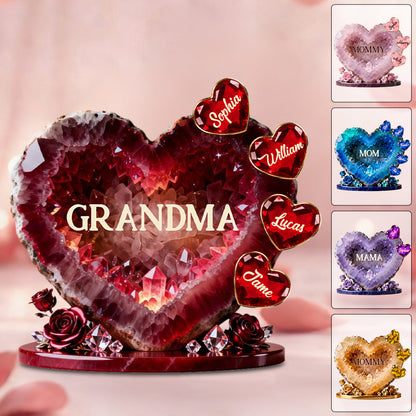 Personalized Mommy Heart Acrylic Plaque - Custom Gifts For Mom