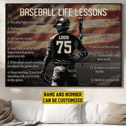 Personalized American Baseball Life Lesson Poster / Canvas - Custom Gift For Baseball Lovers