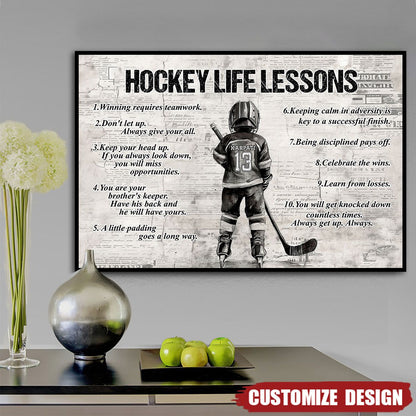 Personalized Hockey Boy Poster / Canvas - Custom Gift For Young Hockey Fans