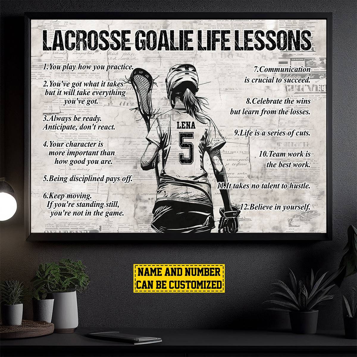 “Lacrosse Goalie Life Lessons” - Personalized Poster / Canvas Gift for Girls