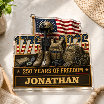 Custom Patriotic Acrylic Plaque personalization view for Military / Veteran