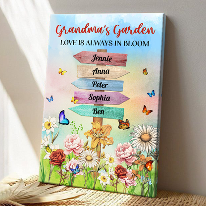 Personalized 'Grandma's Garden' Canvas - Love Is Always In Bloom Art Gift