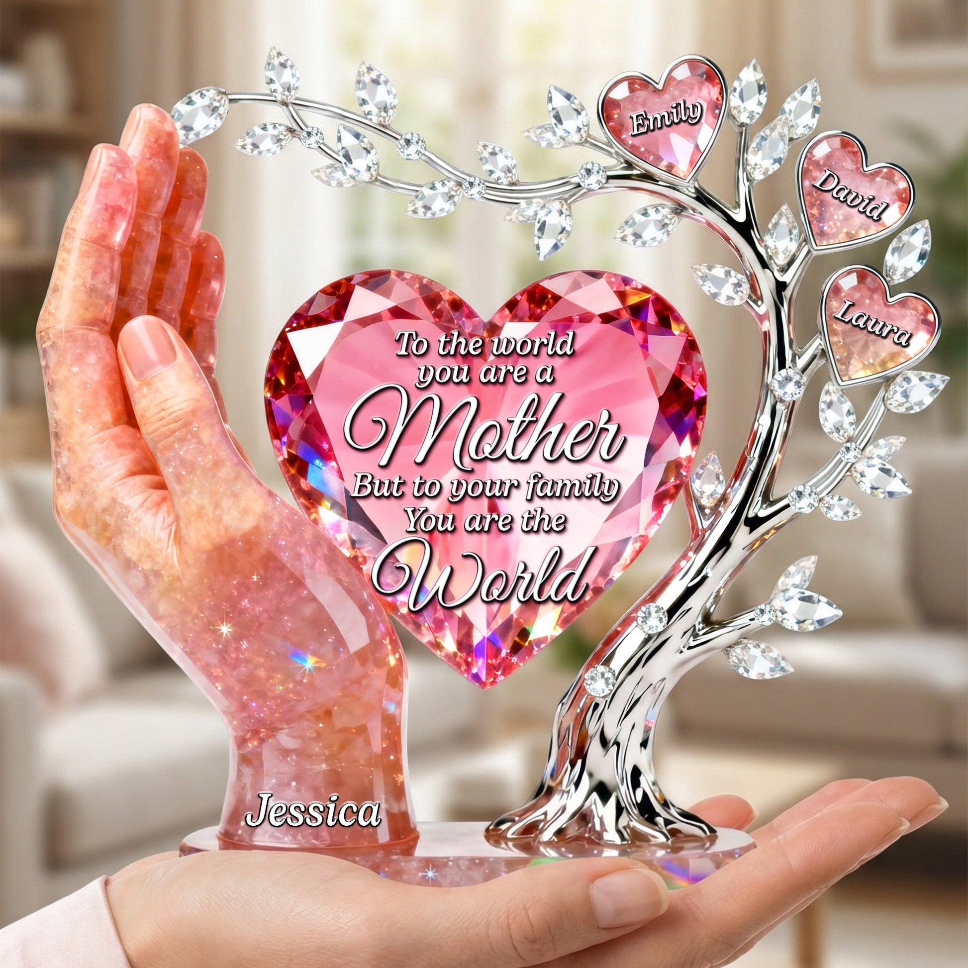 Personalized Heart of Family Acrylic Plaque – Custom Gifts For Mom