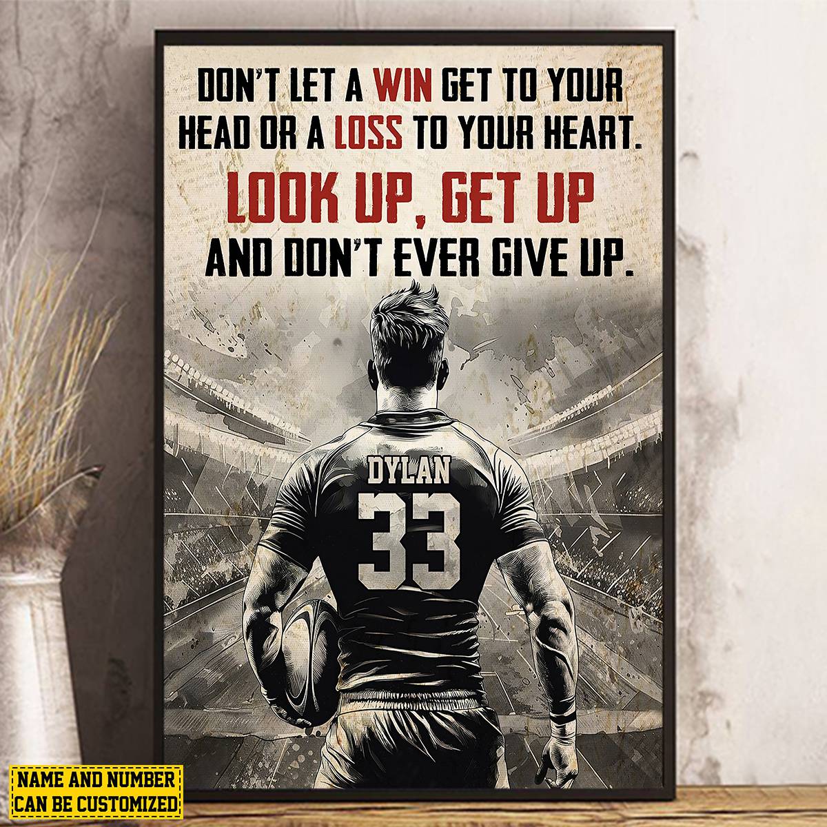 Personalized Motivational Rugby Boy Canvas / Poster - Gift For Rugby Lovers