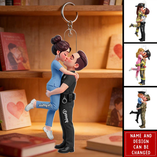 Custom Hero Couple Acrylic Keychain for Couples with personalized design details for meaningful gifting