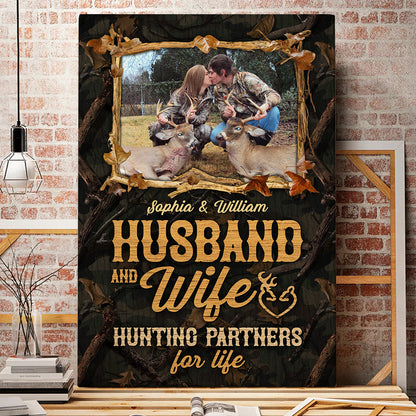 Husband And Wife Hunting Partners - Personalized Custom Couple Photo Canvas / Poster