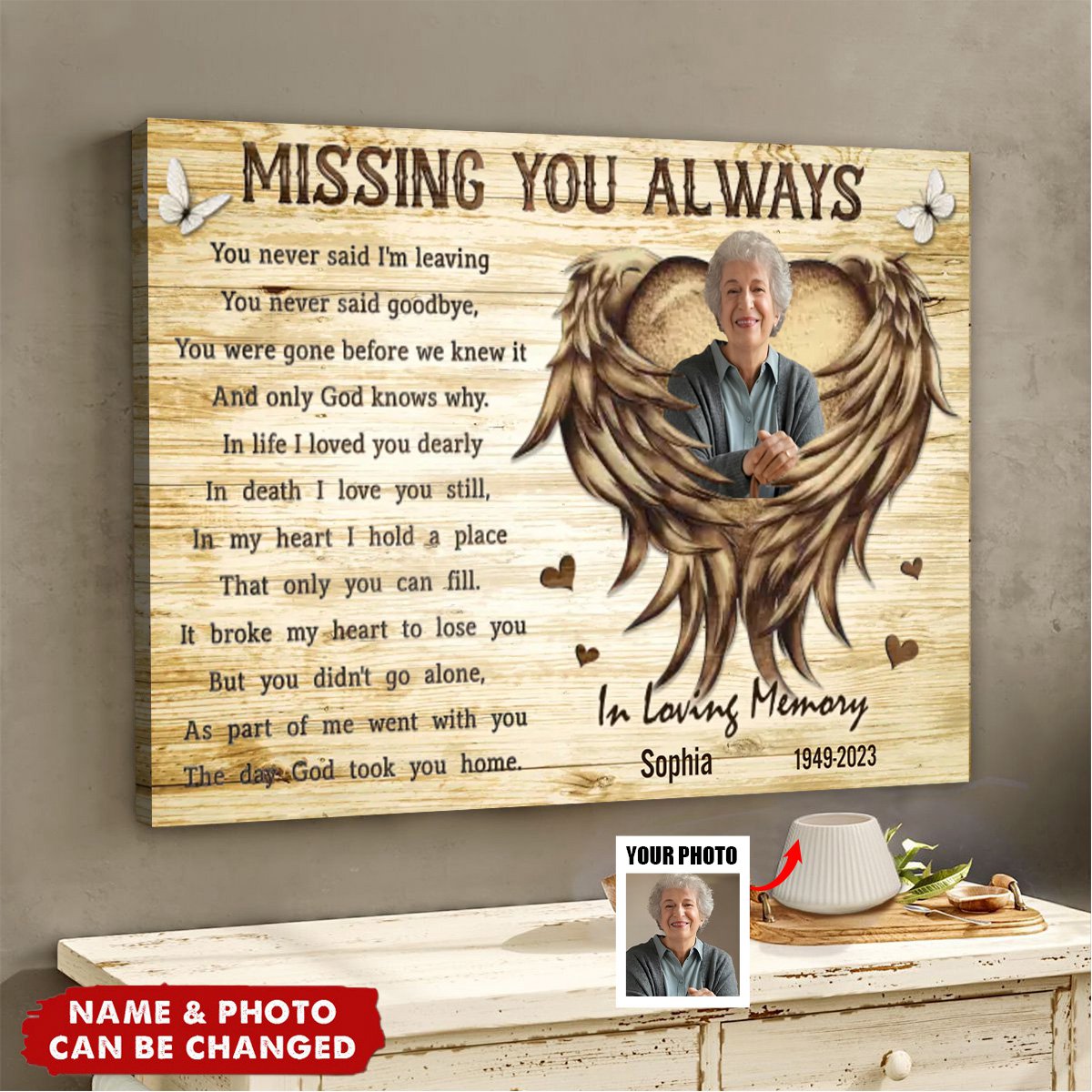 Missing You Always - Personalized Photo Canvas / Poster