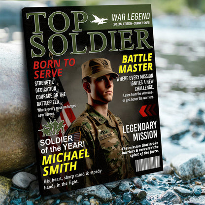 Personalized Soldier Magazine Cover Poster / Canvas - Military Retirement Gift for Army, Navy, Air Force & Marines