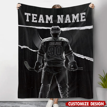 Personalized Hockey Boy Blanket - Gift for Hockey Lovers & Players
