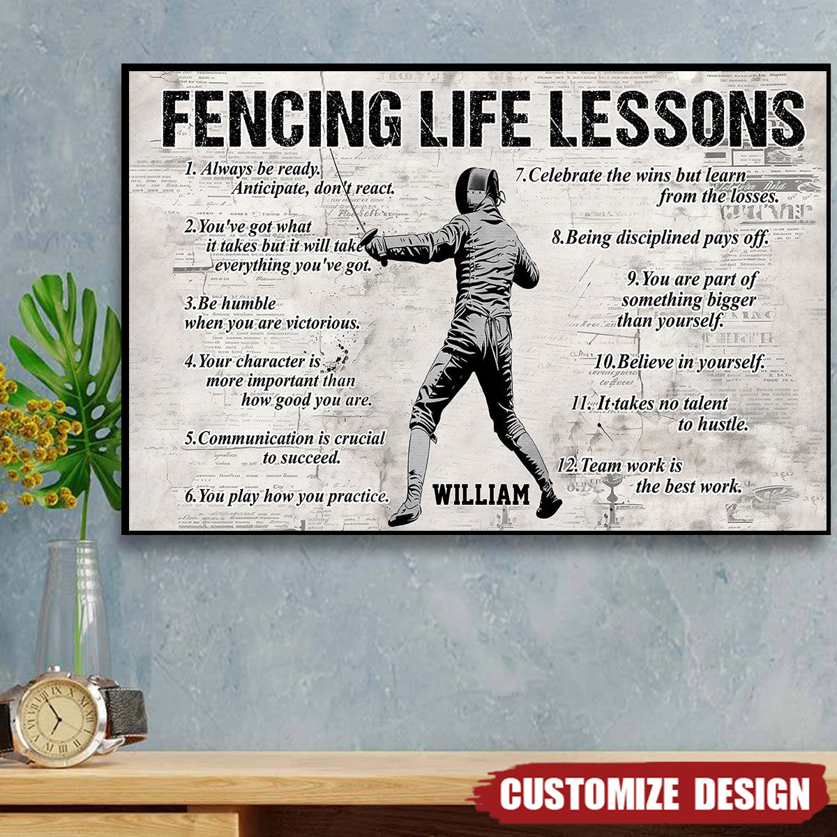 Personalized Fencing Life Lessons Poster / Canvas - Gift For Fencing Lovers