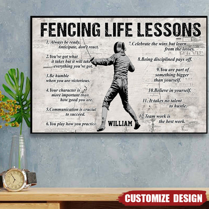 Personalized Fencing Life Lessons Poster / Canvas - Gift For Fencing Lovers