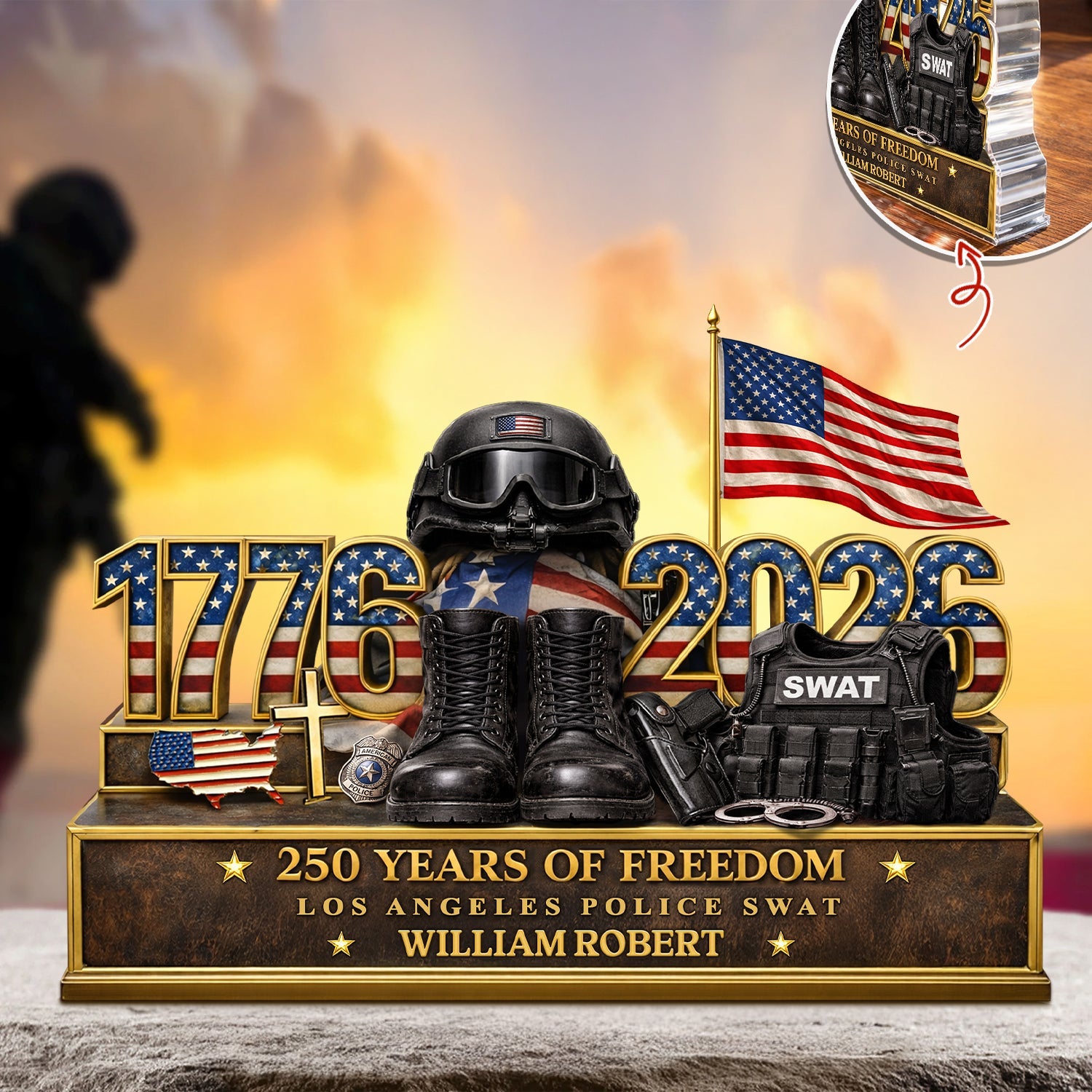 Personalized Acrylic Block Plaque - 250 Years Of Freedom 1776–2026