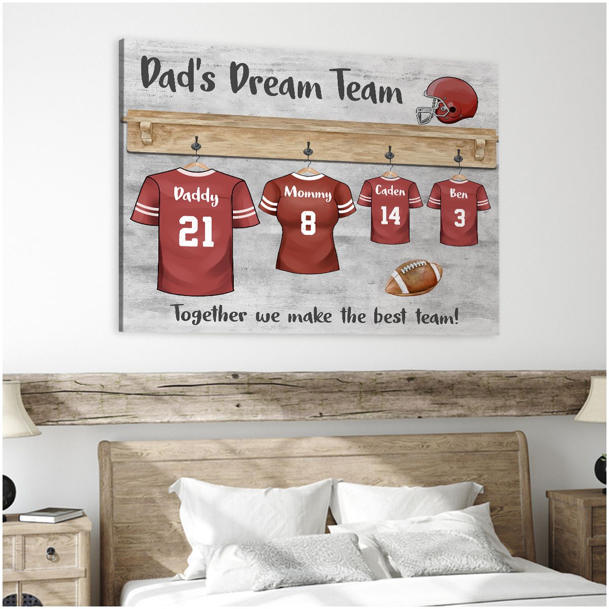 Dad’s Dream Team - Personalized Father’s Day Football Canvas / Poster
