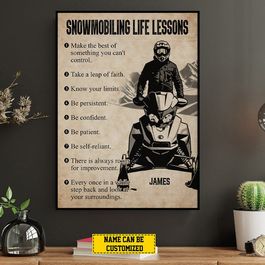 Personalized Snowmobiling Life Lessons Poster / Canvas - Gift for Boys & Men