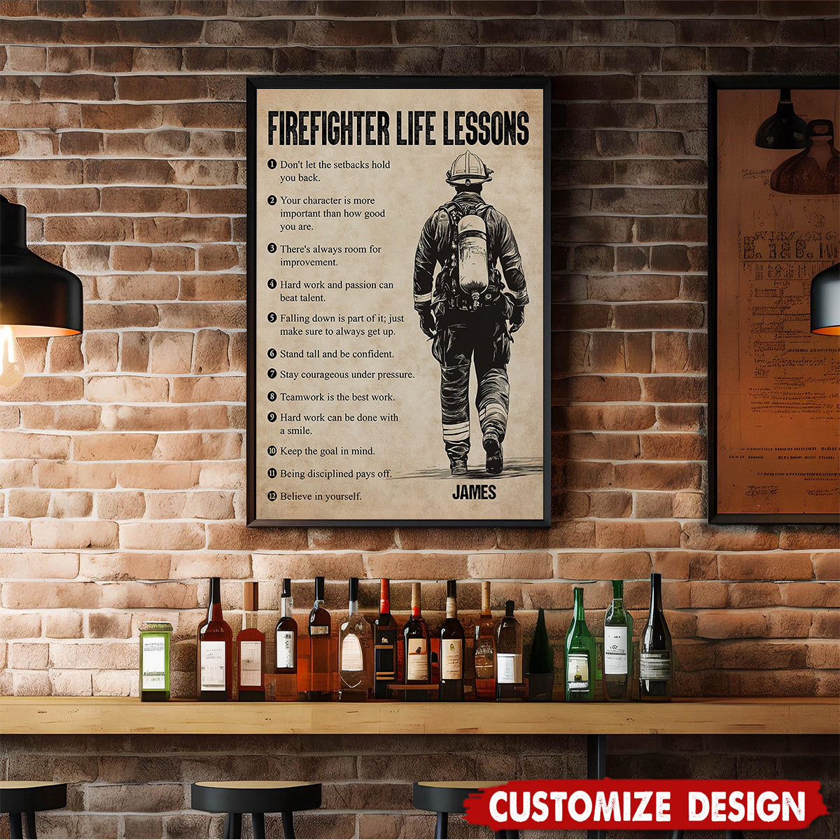 Firefighter Life Lessons - Personalized Motivational Poster / Canvas