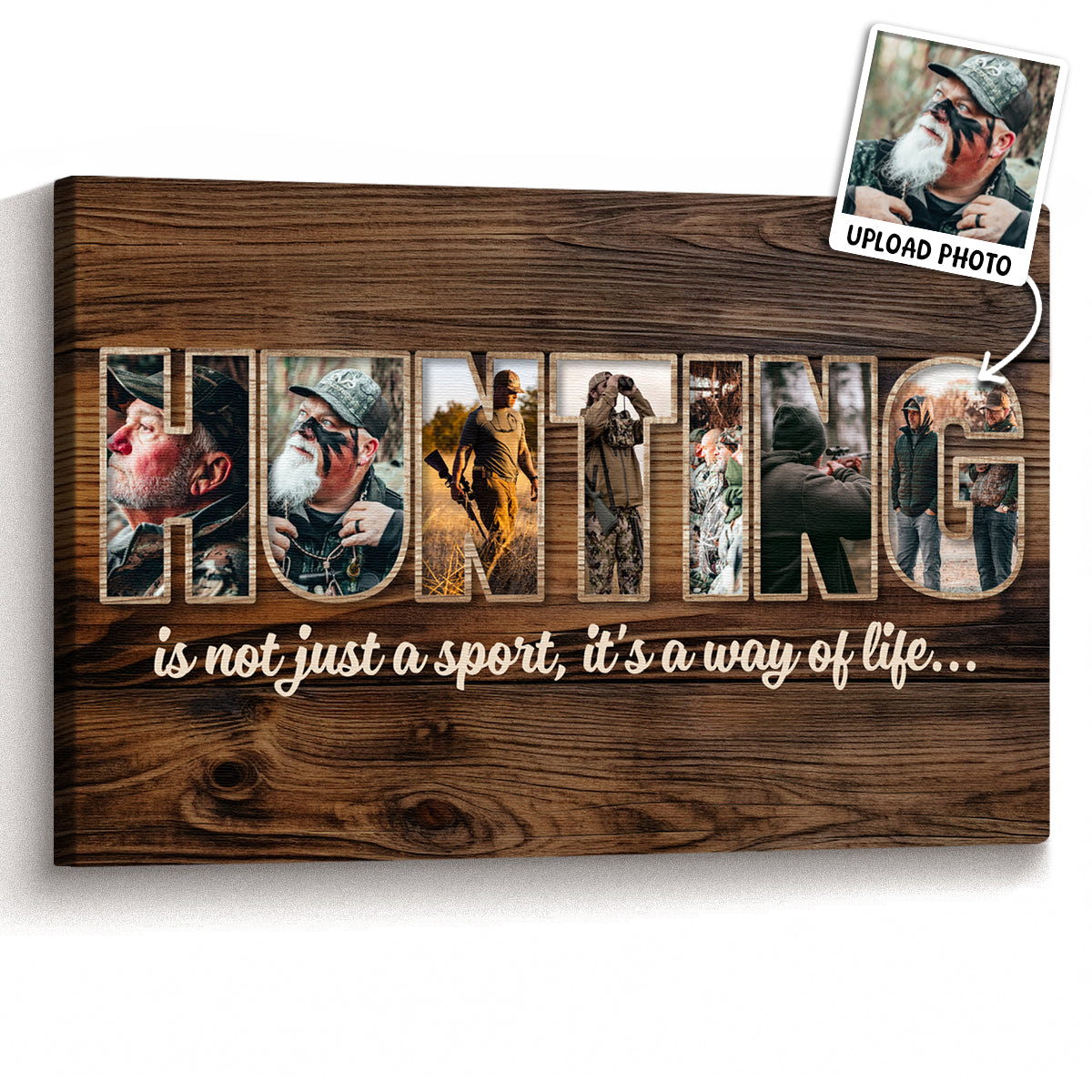 Personalized Deer Hunting Photo Collage Canvas / Poster - Customized Gift For Husband And Dad