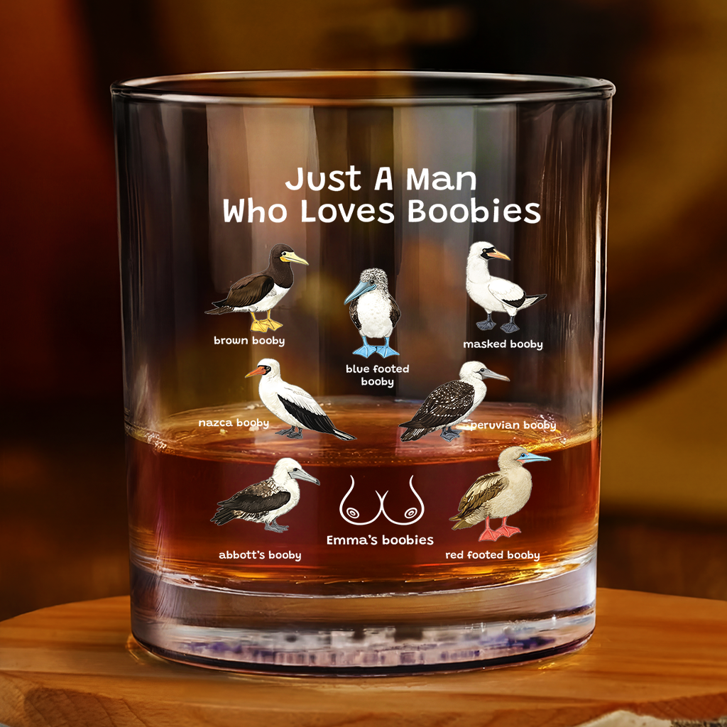 Personalized Nice Boobies Whiskey Glass personalization view for Husband