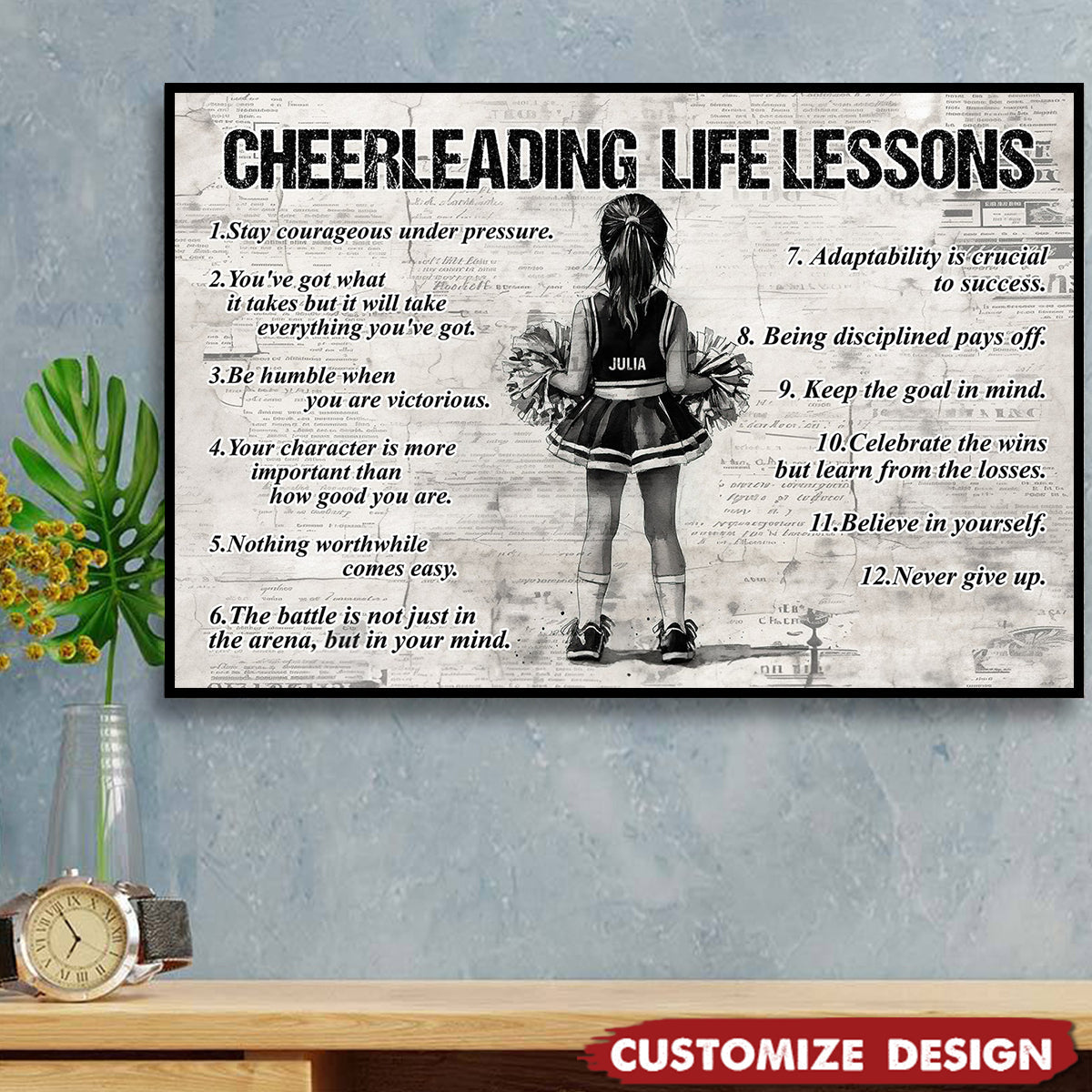 Personalized Cheerleader Poster / Canvas - Gift for Kids & Cheerleading Lovers