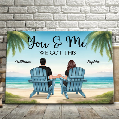 Beach View Couple Sitting Beach Gift For Couple Personalized Custom Framed Canvas Wall Art