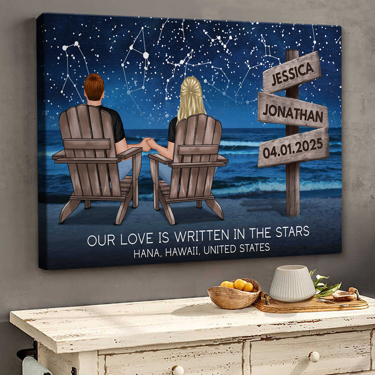 Personalized Customized Our Love Is Written In The Stars Canvas / Poster - Custom Gifts For Couple Anniversary