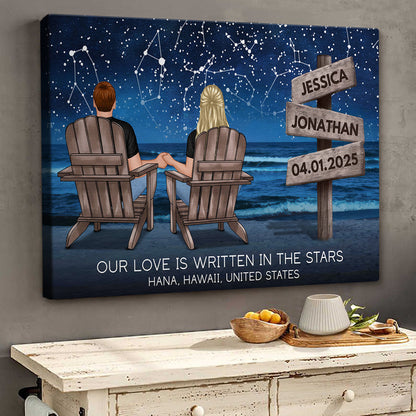 Personalized Customized Our Love Is Written In The Stars Canvas / Poster - Custom Gifts For Couple Anniversary