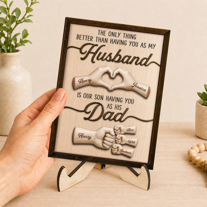 Plaque material and size view - Personalized Dad Wooden Plaque