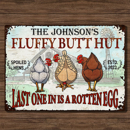 Chicken Fluffy Butt Hut - Personalized Customized Classic Nuggets Chicken Metal Signs
