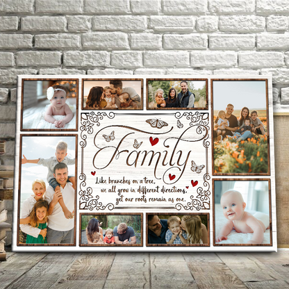 Tree Photo Collage, Family Like Branches On A Tree - Custom Photo Canvas Prints Gifts For Family