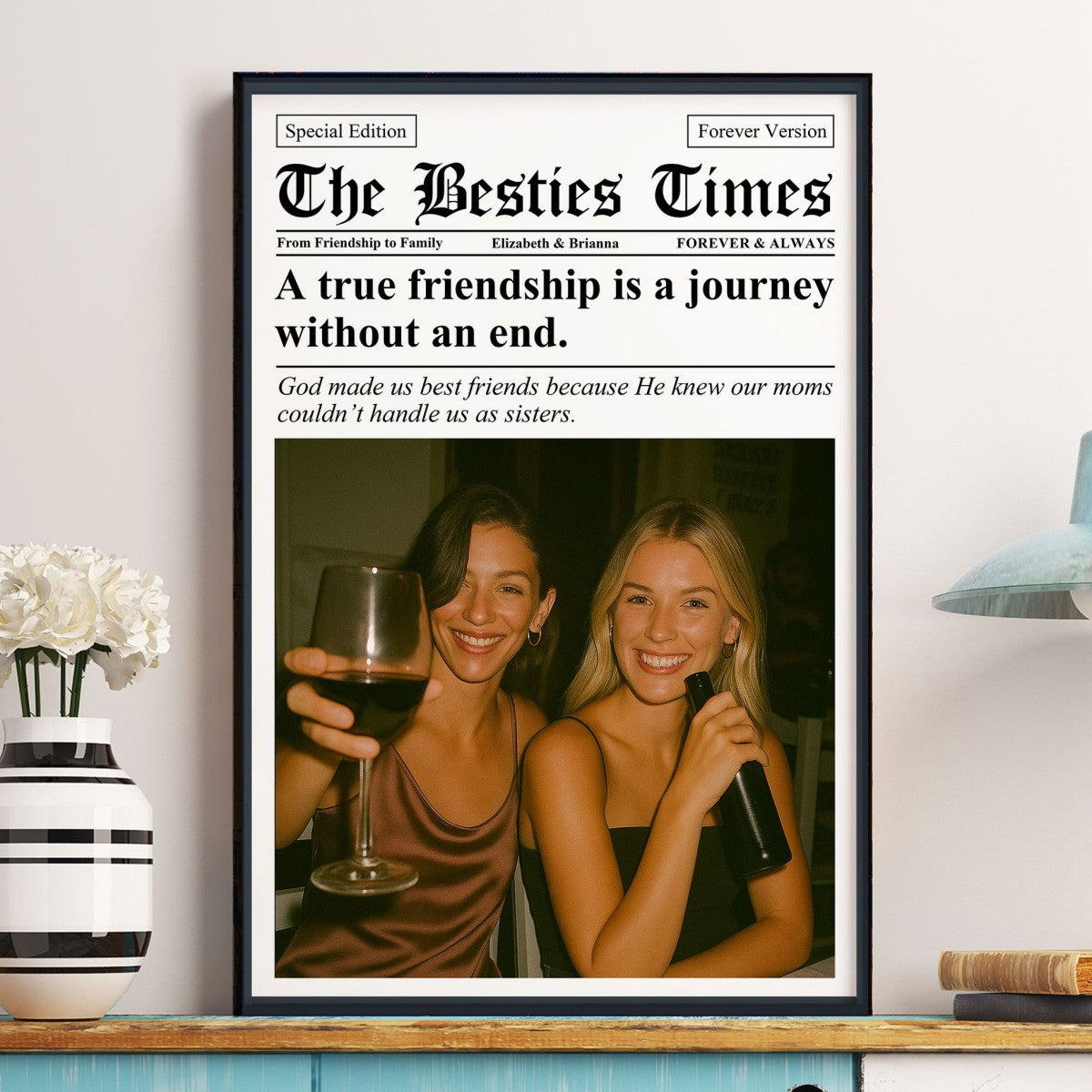 Newspaper The BFF Times - Personalized Custom Best Friend Photo Poster / Canvas