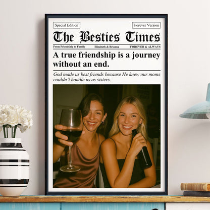 Newspaper The BFF Times - Personalized Custom Best Friend Photo Poster / Canvas