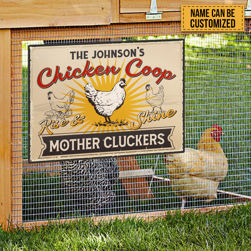 Personalized Rise And Shine Farm Chicken Coop - Custom Metal Sign