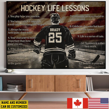 Personalized American Hockey Life Lessons Poster / Canvas - Gift for Hockey Lovers