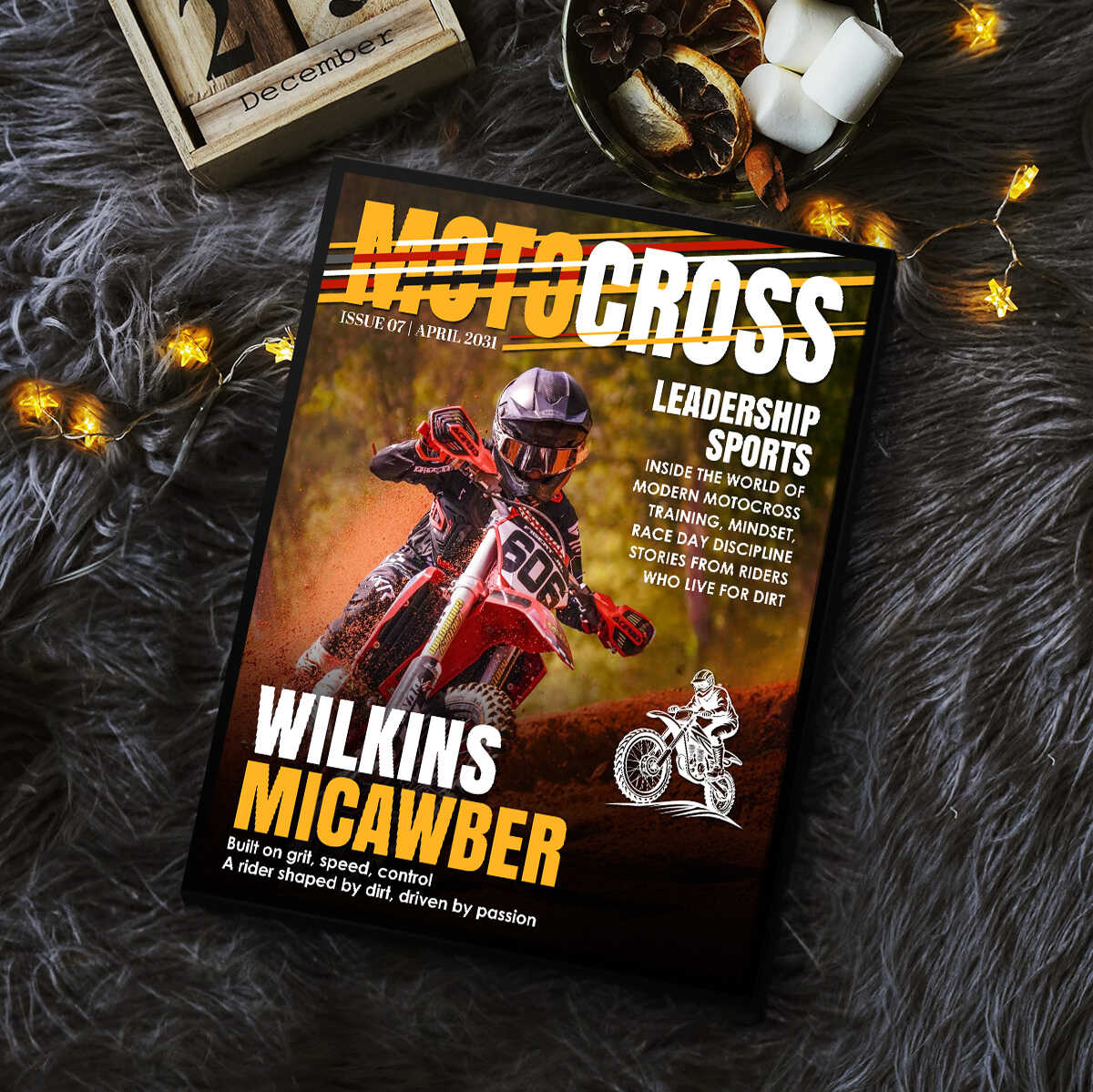 Personalized Motocross Magazine Cover Poster / Canvas - Custom Dirt Bike Rider Photo Gift for MX Lovers