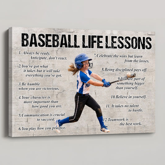 Baseball Life Lessons - Personalized Canvas / Poster for Kids