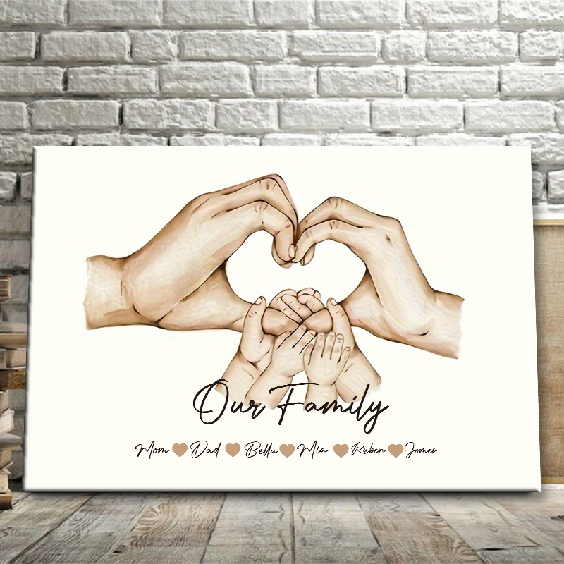 Parents Hands - Personalized Custom Family Name Canvas / Poster