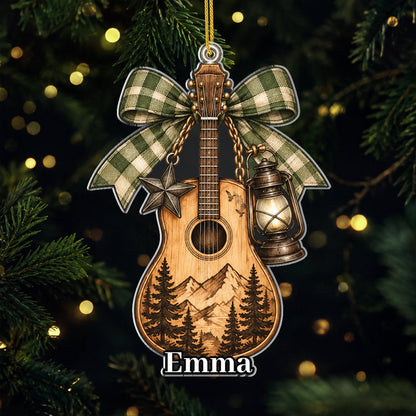Country Acoustic Guitar Acrylic Ornament - Personalized Christmas Keepsake for Music Lovers
