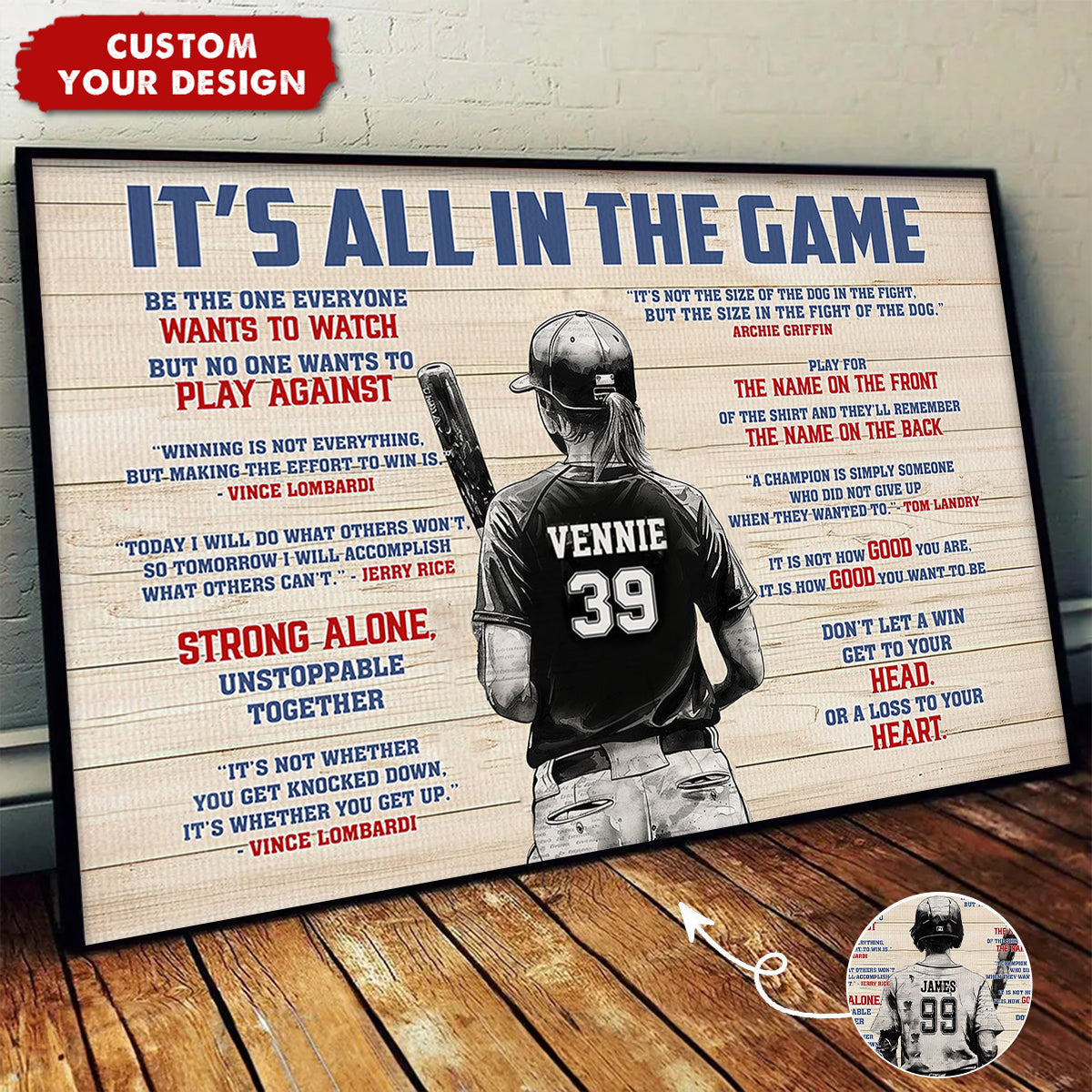 “It’s All In The Game” Personalized Softball Poster / Canvas - Custom Gift for Softball Lovers