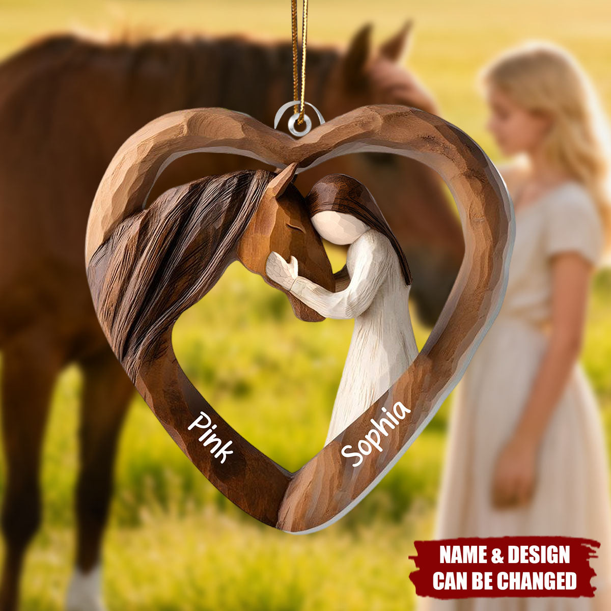 Equestrian Bond Heart Personalized Acrylic Ornament - Custom Keepsake Christmas Gift for Horse Lovers & Riders