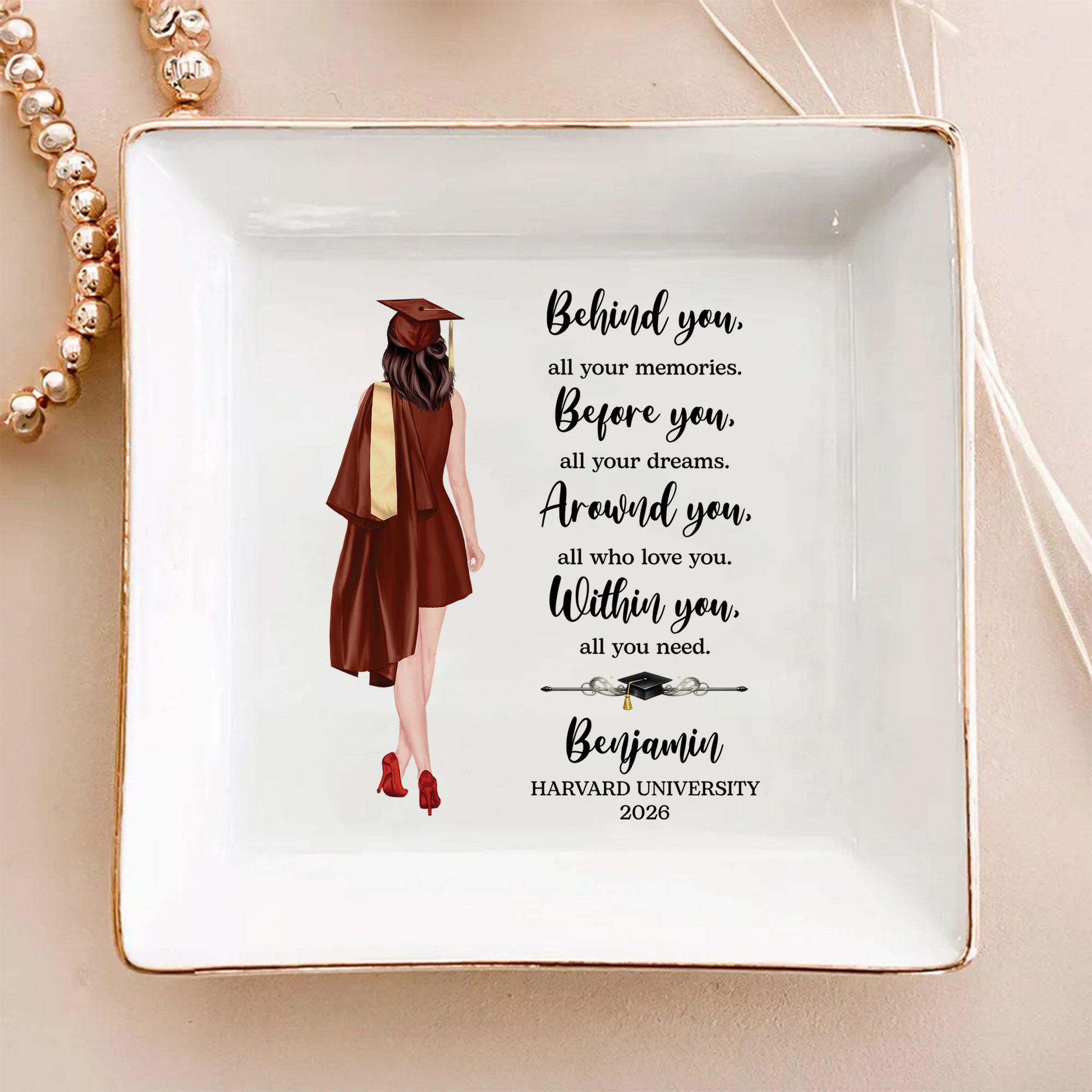 Personalized Graduation Jewelry Dish - Class of 2026 Gift for Her