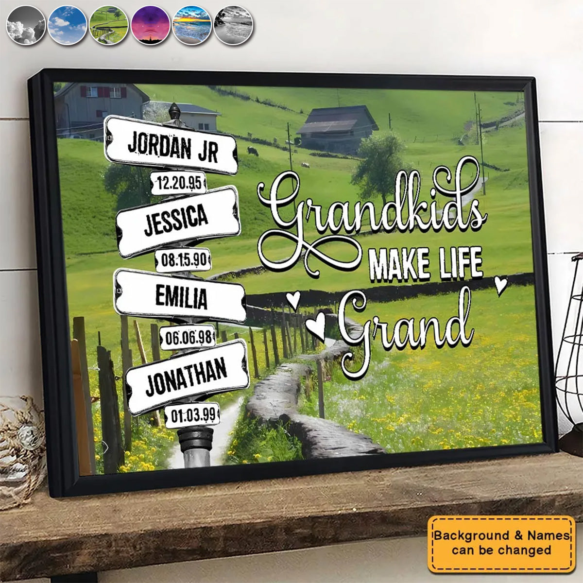 Personalized Street Signs With Grandkids Names Poster / Canvas - Custom Gift For Grandma