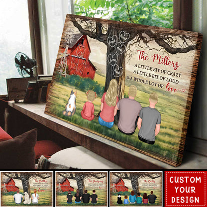Personalized Family Tree Canvas: 'Crazy, Loud & Love' Wall Art Gift