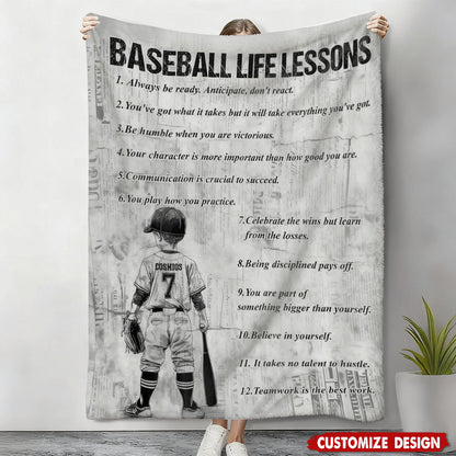 Baseball Life Lessons - Personalized Baseball Blanket