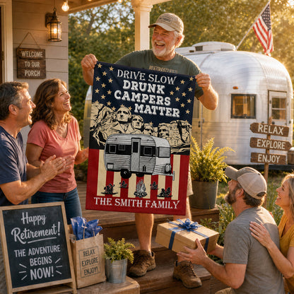 Custom Drunk Campers Matter Flag personalization view for Family