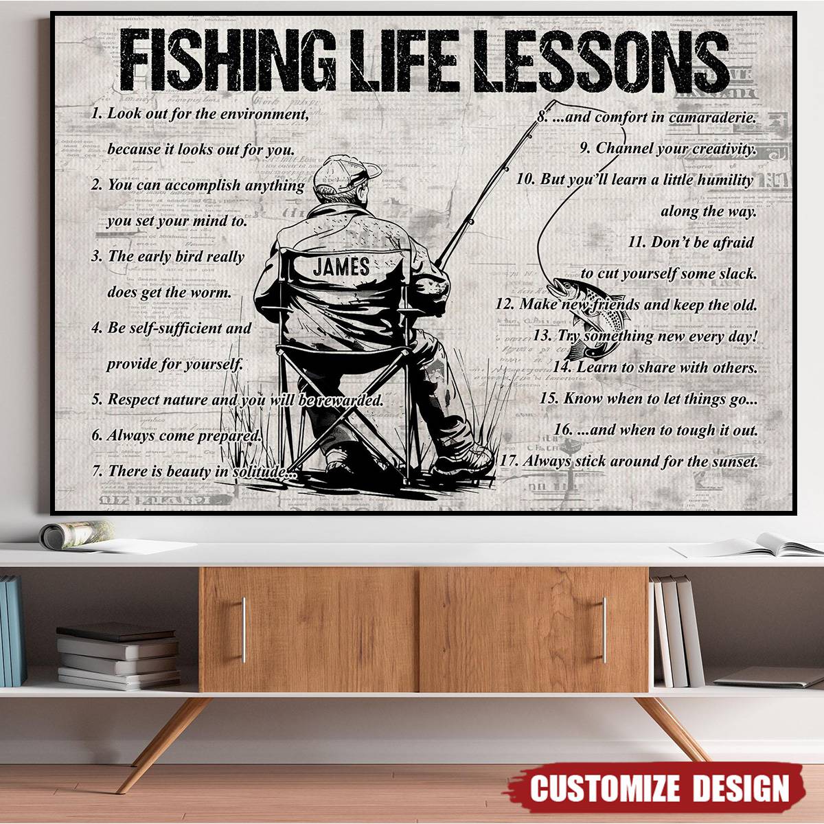 Personalized Fishing Life Lessons Poster / Canvas - Custom Gift For Fishing Lovers