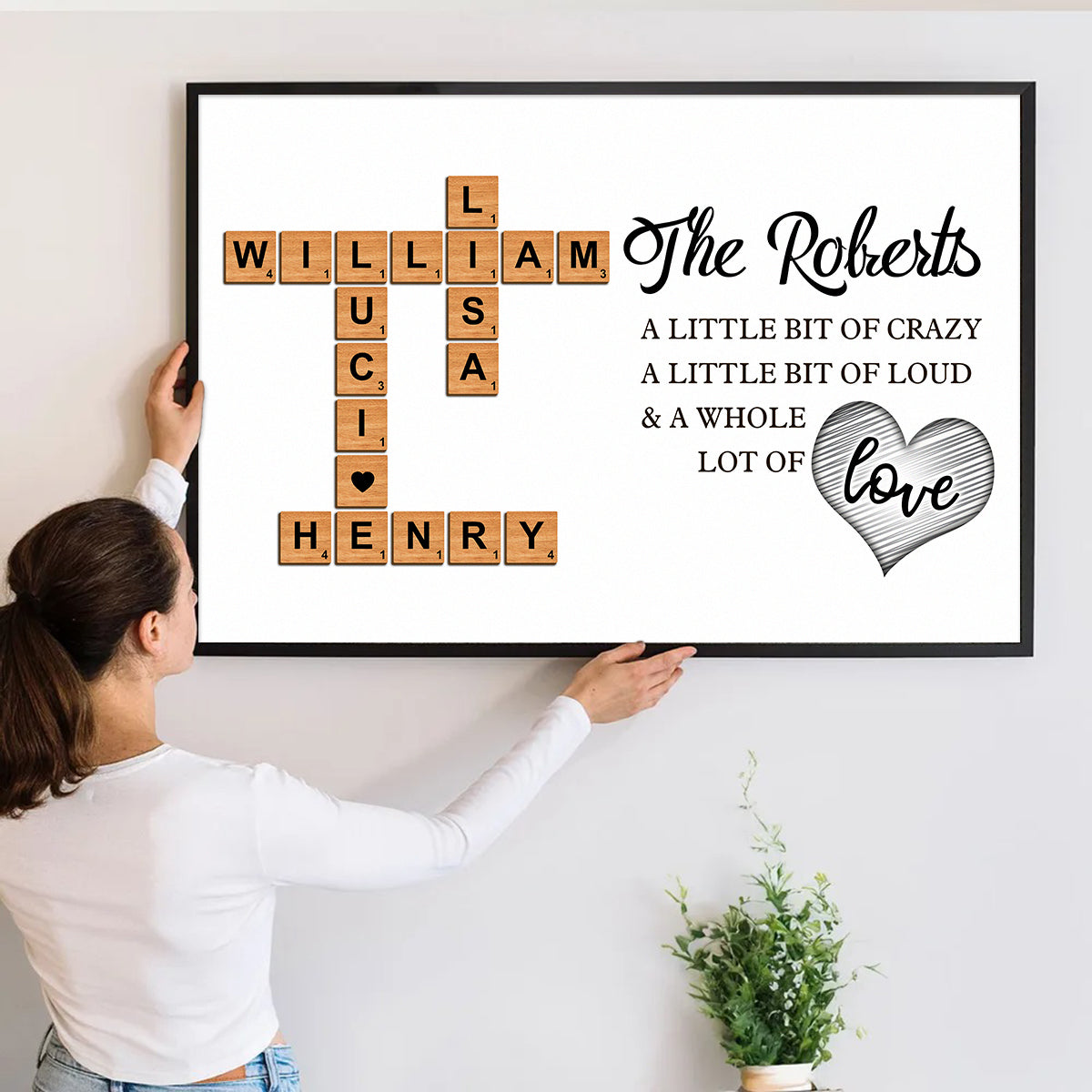 Our Family, A Whole Lot Of Love - Personalized Customized Crossword Canvas / Poster