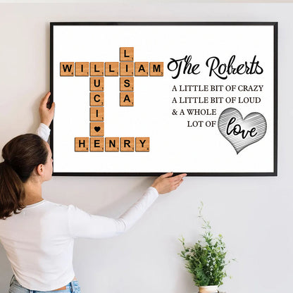 Our Family, A Whole Lot Of Love - Personalized Customized Crossword Canvas / Poster