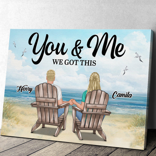 Couple Beach Landscape Retro Vintage Canvas - Home Decoration Gift For Couple, Husband, Wife, Dad, Mom