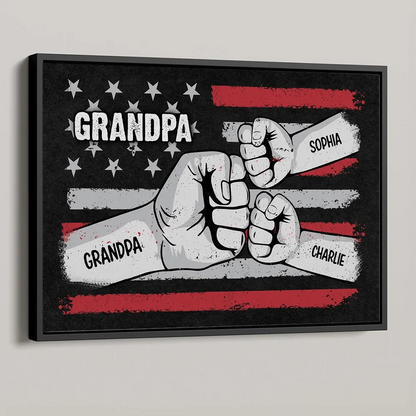 Personalized Fist Bump Nation Flag Poster / Canvas - Father’s Day Gift for Dad & Grandpa