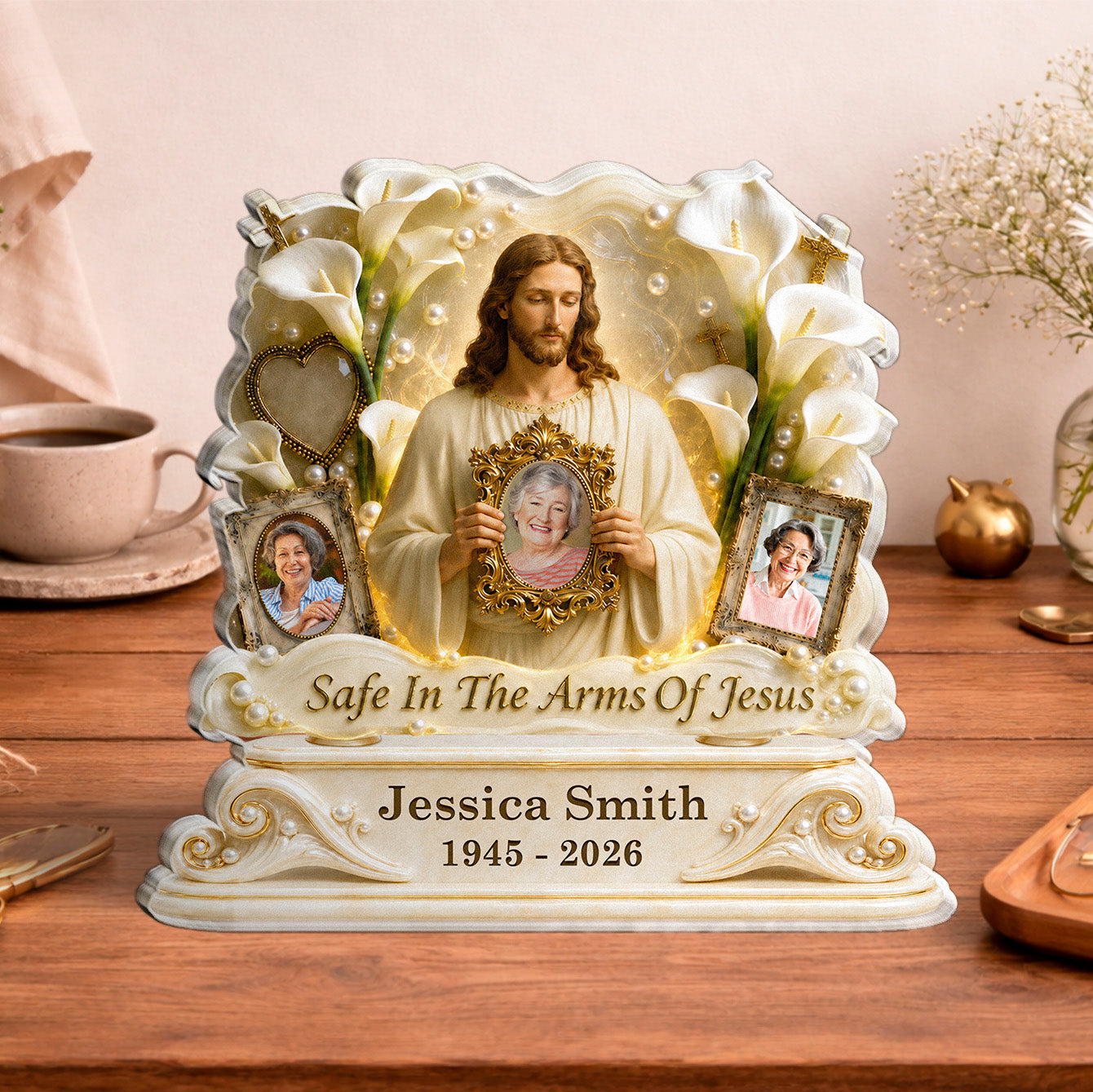 Plaque material and size view - Personalized Jesus Memorial Plaque